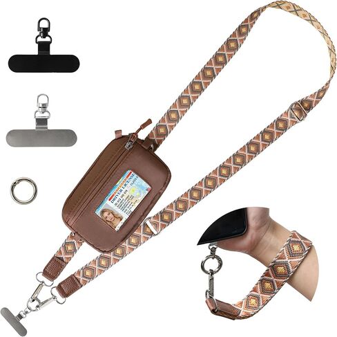 حزام هاتف FUVLIFE Clip and Go مع محفظة RFID وحبل للهاتف الخلوي للنساء، محفظة معصم قابلة للفصل مع نافذة لبطاقة الهوية وسحاب (أسود) in Saudi Arabia