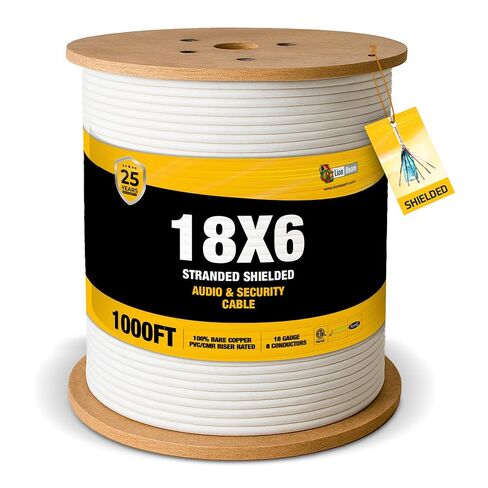 LION BEAM™ 18/4 Low Voltage Cable 1000FT Reel - Stranded Shielded 100% Bare Copper Audio and Security Wire CMR Insulated, 18AWG and 4 Conductors Bulk Cable for CCTV, ACS, Alarm and Audio Systems in Saudi Arabia