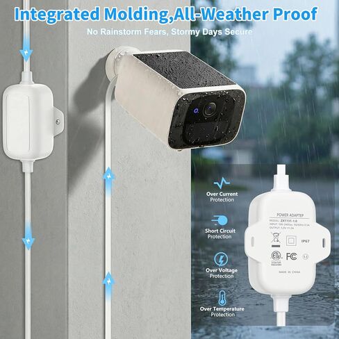 20FT Outdoor Power Adapter for eufy Security SoloCam S220/S340/S4/E30/E42, eufyCam S330 and eufy Indoor Cam S350/E30, Waterproof Flat Extension Charging Cable 5V 2A Power Cord Charger Your Camera in Saudi Arabia