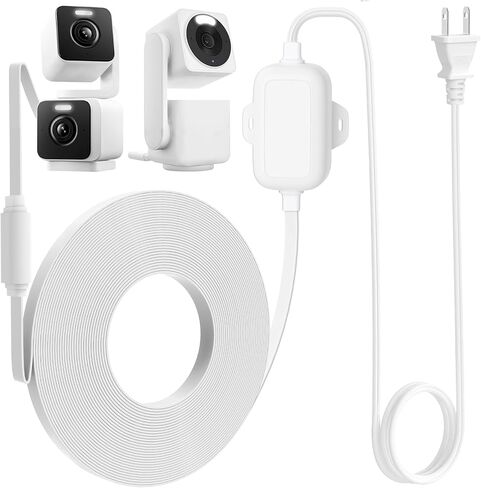 محول طاقة خارجي بطول 25 قدمًا لكاميرا WYZE V4، WYZE Duo/Solar Cam Pan، استبدال كابل تمديد من النوع C للقابس، كابل مسطح مقاوم للماء IP67 لشحن الكاميرا in Saudi Arabia