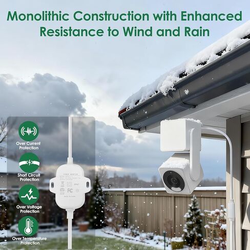 محول طاقة خارجي بطول 25 قدمًا لكاميرا WYZE V4، WYZE Duo/Solar Cam Pan، استبدال كابل تمديد من النوع C للقابس، كابل مسطح مقاوم للماء IP67 لشحن الكاميرا in Saudi Arabia