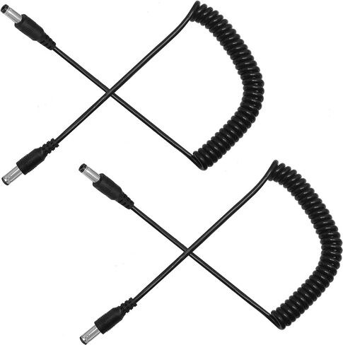 2PCS DC5.5x2.1mm Male to Male Power Cable Adapter with Extendable Spring Extension Cable 5 Feet Long for Light Strips and Surveillance Cameras in Saudi Arabia