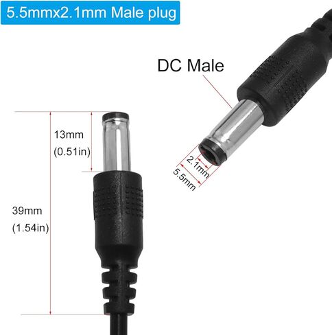 2PCS DC5.5x2.1mm Male to Male Power Cable Adapter with Extendable Spring Extension Cable 5 Feet Long for Light Strips and Surveillance Cameras in Saudi Arabia