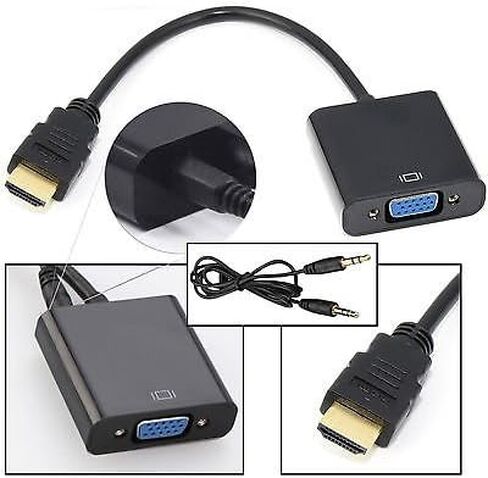محول محول HDMI إلى VGA ذكر إلى أنثى للكمبيوتر، سطح المكتب، الكمبيوتر المحمول، الكمبيوتر الشخصي، الشاشة، جهاز العرض، HDTV - أسود in Saudi Arabia