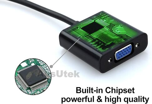 محول محول HDMI إلى VGA ذكر إلى أنثى للكمبيوتر، سطح المكتب، الكمبيوتر المحمول، الكمبيوتر الشخصي، الشاشة، جهاز العرض، HDTV - أسود in Saudi Arabia
