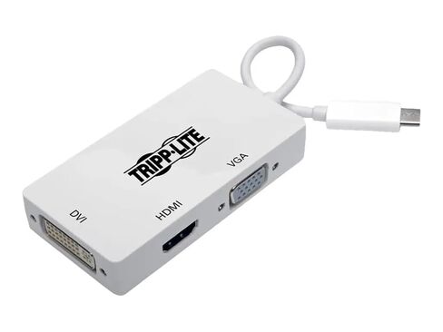 محول Tripp Lite U444-06N-HDV4K USB-C إلى HDMI DVI VGA، 4Kx2K 30 هرتز HDMI، 1080p DVI/VGA، متوافق مع Thunderbolt 3، 6 بوصات توصيل وتشغيل باللون الأبيض، حزمة Cloud Care التي تم تكوينها مسبقًا مؤهلة (حزمة واحدة) in Kuwait