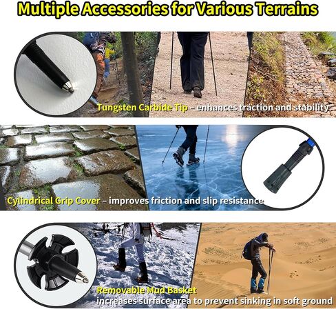 2-Pack 7075 Aluminum Ultra-Light Folding Trekking Poles - Professional Hiking Walking Sticks, Adjustable, Portable for Trekking, Camping, Mountaineering in Saudi Arabia