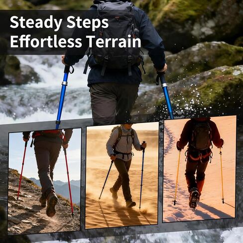 2-Pack 7075 Aluminum Ultra-Light Folding Trekking Poles - Professional Hiking Walking Sticks, Adjustable, Portable for Trekking, Camping, Mountaineering in Saudi Arabia