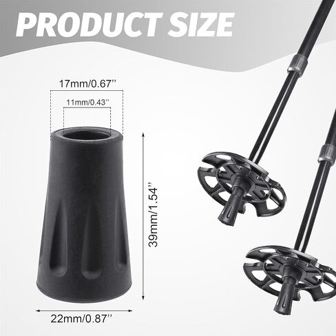 BlingKingdom 6 PCS Walking Stick Caps Trekking Pole Tips Rubber Hiking Walking Stick Tips for Hiking Sticks, Trekking Poles, Walkers in Saudi Arabia