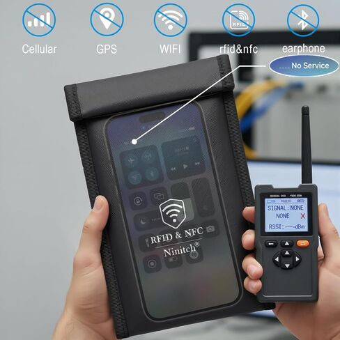 Faraday Bags for Phone Privacy & Security - Signal Blocking Pouch for GPS/WIFI/5G/RFID - Fireproof & Waterproof Anti-Drop Case for Travel & Data Protection Black in Saudi Arabia