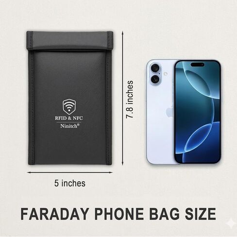 Faraday Bags for Phone Privacy & Security - Signal Blocking Pouch for GPS/WIFI/5G/RFID - Fireproof & Waterproof Anti-Drop Case for Travel & Data Protection Black in Saudi Arabia