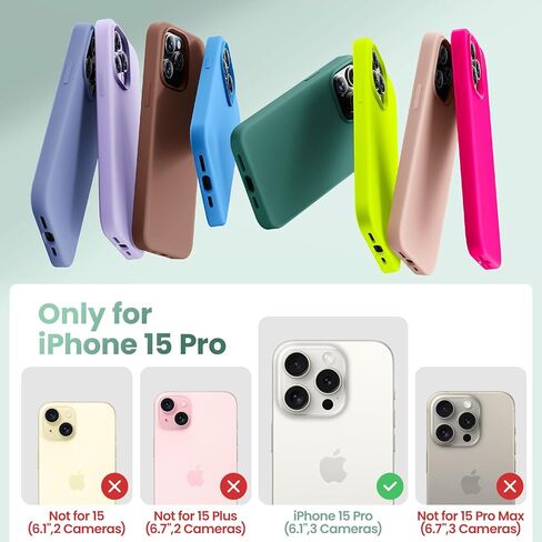 جراب Cordking مصمم لهاتف iPhone 15 Pro، جراب هاتف واقٍ من السيليكون فائق النحافة ومقاوم للصدمات مع [بطانة ناعمة من الألياف الدقيقة المضادة للخدش]، 6.1 بوصة، أسود in Kuwait