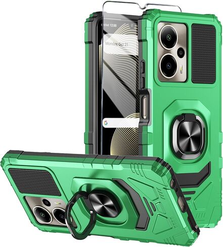 for Cricket Outlast 5G 2024 Phone Case AT&T Motivate Pro 5G Case with Tempered Glass Screen Protector,Military Grade Heavy Duty Shockproof Protective Cover,with Ring Kickstand (Black) in Saudi Arabia