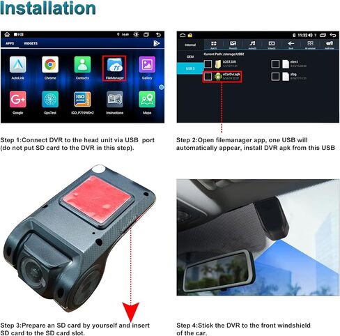 جهاز تسجيل فيديو رقمي للسيارات مسجل فيديو رقمي كاميرا USB أمامية شاشة سيارة USB CMOS HD لمشغلات DVD للسيارة التي تعمل بنظام أندرويد ستيريو راديو تلقائي in Saudi Arabia