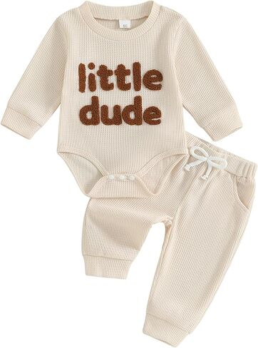 Giraropa Newborn Baby Boy Clothes Rib Knit Romper Jumpsuit Solid Sweater Sweatsuit 2Pcs Joggers Pant Set Fall Winter Clothes in Saudi Arabia