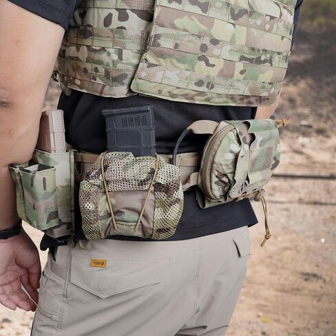MOLLE Dump Pouch & AR 5.56 Mag Pouch، إطلاق سريع، حقيبة تفريغ شبكية قابلة للطي تكتيكية، مموهة in Kuwait