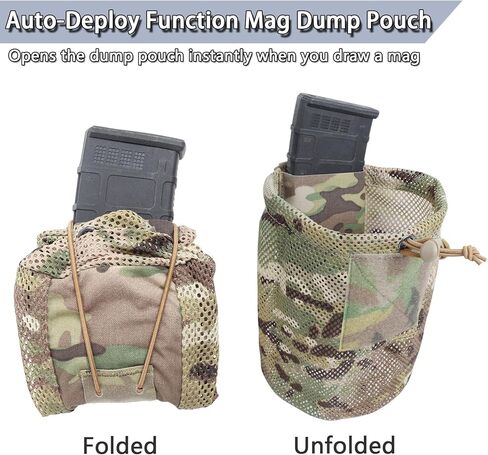 MOLLE Dump Pouch & AR 5.56 Mag Pouch، إطلاق سريع، حقيبة تفريغ شبكية قابلة للطي تكتيكية، مموهة in Kuwait