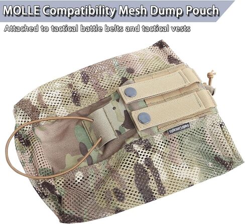 MOLLE Dump Pouch & AR 5.56 Mag Pouch، إطلاق سريع، حقيبة تفريغ شبكية قابلة للطي تكتيكية، مموهة in Kuwait