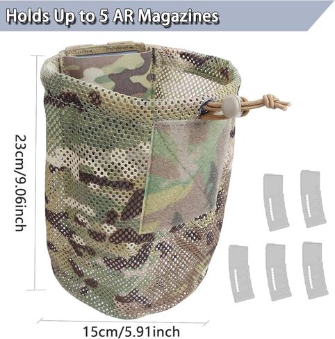 MOLLE Dump Pouch & AR 5.56 Mag Pouch، إطلاق سريع، حقيبة تفريغ شبكية قابلة للطي تكتيكية، مموهة in Kuwait