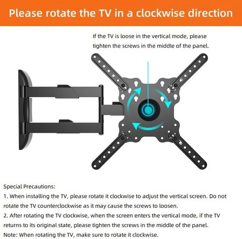 Support Vertical Screen TV Wall Mount Swivel Tilt Arm Fits Most 32-50 inch Full Motion 90 Degree Rotate Bracket, Max VESA 400x400mm Up to 44lbs HP DY3255XZ in Kuwait