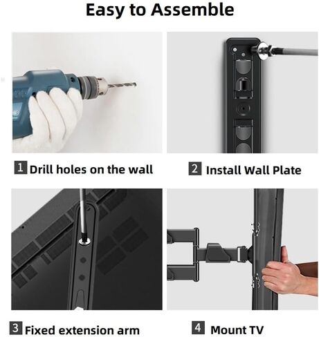 Support Vertical Screen TV Wall Mount Swivel Tilt Arm Fits Most 32-50 inch Full Motion 90 Degree Rotate Bracket, Max VESA 400x400mm Up to 44lbs HP DY3255XZ in Kuwait