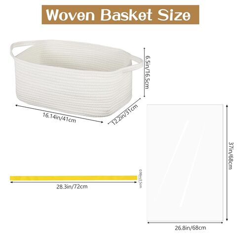 Large Empty Gift Baskets for Baby Shower with Handles 16" L x 12" W x 7" H Woven Storage Basket with Gift Bags and Ribbons Cat Dog Pet Toy Organizer Cute Cotton Rope Storage Basket, White in Saudi Arabia