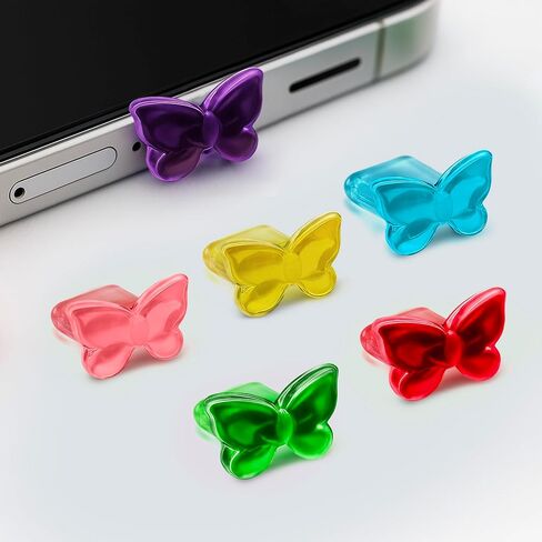 PortPops USB-C Dust Plugs for iPhone 15, Charm Stays Put, Wireless Charging Friendly, Blocks Dust and Lint, 6 Colors with Cleaning Brush, for USB C Phones Kindles Tablets in Saudi Arabia