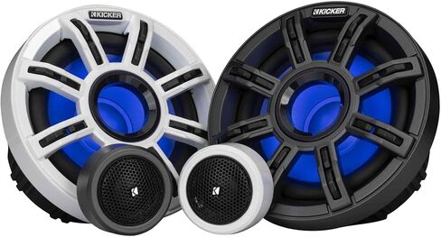 Kicker Marine (2) 51MSS65 Premium 6.5" Components, KXMA900.5 5 Channel Amp & 51MWLE104 10" Loaded Enclosure, LED Marine Audio Upgrade in Saudi Arabia