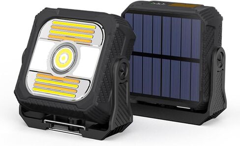 LED Solar Portable Camping Lights with Stand dimmable,Magnetic Work Lights 1500lm, IP65 Waterproof, 7 Light Modes Portable Flood Light, Camping Lantern for Indoor Outdoor (Black) in Saudi Arabia