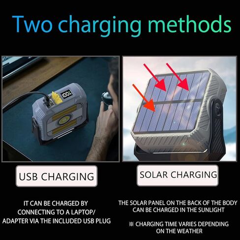 LED Solar Portable Camping Lights with Stand dimmable,Magnetic Work Lights 1500lm, IP65 Waterproof, 7 Light Modes Portable Flood Light, Camping Lantern for Indoor Outdoor (Black) in Saudi Arabia