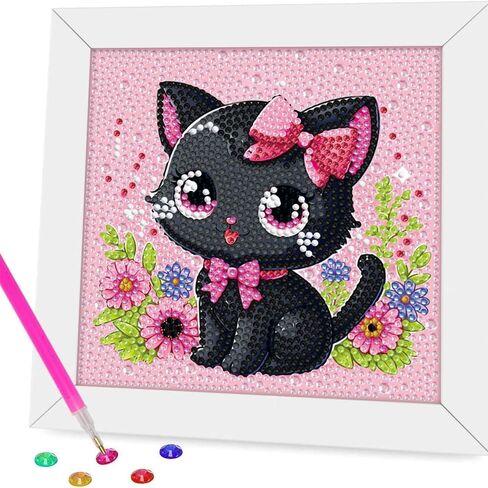 مجموعات فنية مالية مالية Perfectsight Perfectight مع إطار خشبي ، فن الطلاء Kawaii DIY للبالغين للأطفال ، وفنون الماس والحرف ، ونقاط الحفر الكاملة للأحجار الكاملة للنساء (أذن كبيرة) in Saudi Arabia