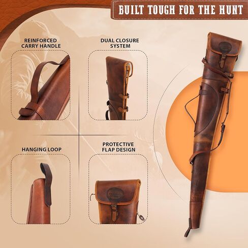 Leather Rifle Case and Shotgun Scabbard, Durable Padded Cover and Leather Carry Case for Long Sporting Equipment Storage with Toe Protector Pad, Soft Lining, Shoulder Strap in Saudi Arabia