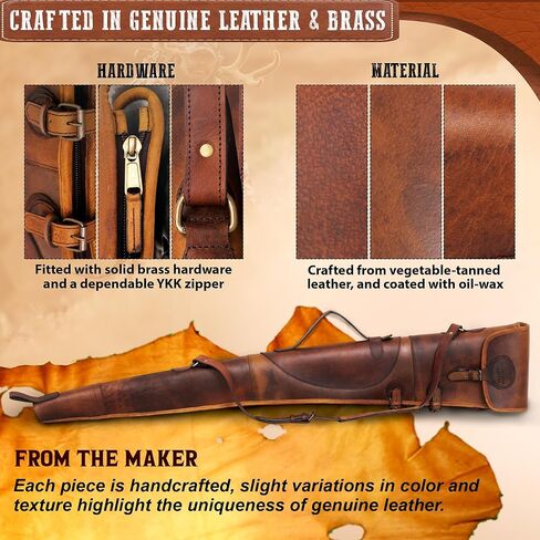 Leather Rifle Case and Shotgun Scabbard, Durable Padded Cover and Leather Carry Case for Long Sporting Equipment Storage with Toe Protector Pad, Soft Lining, Shoulder Strap in Saudi Arabia