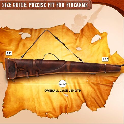 Leather Rifle Case and Shotgun Scabbard, Durable Padded Cover and Leather Carry Case for Long Sporting Equipment Storage with Toe Protector Pad, Soft Lining, Shoulder Strap in Saudi Arabia
