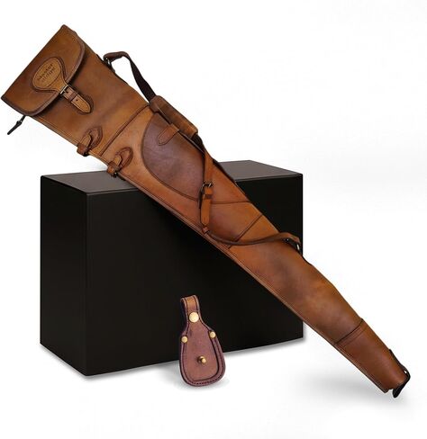 Leather Rifle Case and Shotgun Scabbard, Durable Padded Cover and Leather Carry Case for Long Sporting Equipment Storage with Toe Protector Pad, Soft Lining, Shoulder Strap in Saudi Arabia
