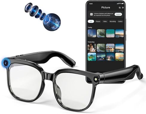 نظارات الذكاء الاصطناعي الذكية مع الكاميرا، نظارات تسجيل فيديو عالية الدقة بدقة 4K 800 واط مع صوت، نظارات شمسية بلوتوث مع كاميرا، ترجمة فورية، مساعد صوتي، التعرف على الأشياء، مكالمات موسيقية بدون استخدام اليدين in Kuwait