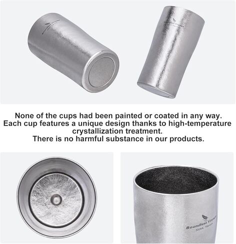 iBasingo 10oz (300ml) Titanium Cup Ultralight Double Wall Insulated Beer Coffee Tea Juicy Mug Non-Toxic Non-Coating for Camping Picnic Home Backpacking, Crystallized Finish & Dishwasher Safe Ti3246D in Saudi Arabia