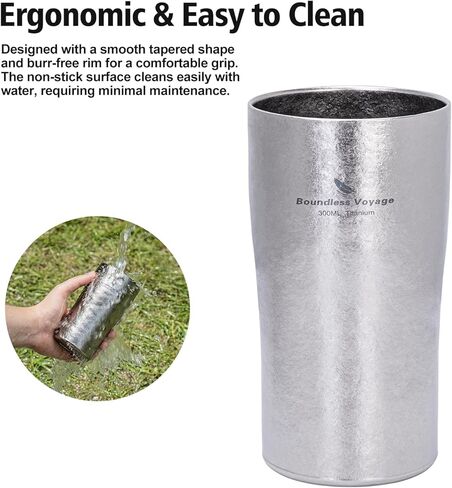 iBasingo 10oz (300ml) Titanium Cup Ultralight Double Wall Insulated Beer Coffee Tea Juicy Mug Non-Toxic Non-Coating for Camping Picnic Home Backpacking, Crystallized Finish & Dishwasher Safe Ti3246D in Saudi Arabia