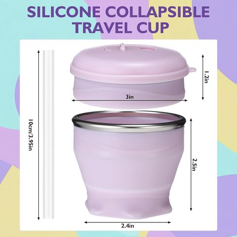 Patelai 3 Pack Silicone Collapsible Travel Cups with Straws 6oz Foldable Water Cup Bpa-free Folding Camping Mug Small Portable Drinking Cup with Lid for Travel Hiking Summer Outdoors in Saudi Arabia