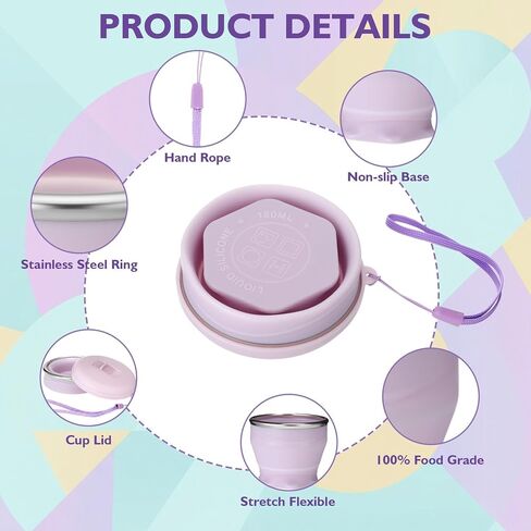 Patelai 3 Pack Silicone Collapsible Travel Cups with Straws 6oz Foldable Water Cup Bpa-free Folding Camping Mug Small Portable Drinking Cup with Lid for Travel Hiking Summer Outdoors in Saudi Arabia