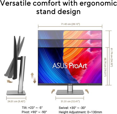 شاشة ASUS ProArt Display مقاس 32 بوصة 6K احترافية (PA32QCV) - IPS، 6K (6016 x 3384)، 98% DCI-P3، LuxPixel™، ΔE < 2، Calman Verified، Thunderbolt 4، DisplayHDR600، Auto KVM، DisplayWidget، ضمان لمدة 3 سنوات in Saudi Arabia