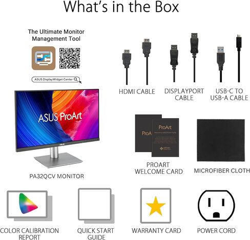 شاشة ASUS ProArt Display مقاس 32 بوصة 6K احترافية (PA32QCV) - IPS، 6K (6016 x 3384)، 98% DCI-P3، LuxPixel™، ΔE < 2، Calman Verified، Thunderbolt 4، DisplayHDR600، Auto KVM، DisplayWidget، ضمان لمدة 3 سنوات in Saudi Arabia
