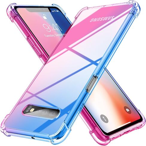 case for Samsung Galaxy S10[Gradient] Clear Soft TPU Non-Slip Non-Yellowing Soft Edge Cover for Samsung Galaxy S10,Pink/Green,MUS-HCJB-20-01 in Saudi Arabia
