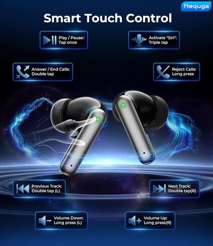 Wireless Earbuds Bluetooth Headphones, 50H Playtime Ear Buds with Mic, LED Digital Display Charging Case, IPX7 Waterproof, Deep Bass Stereo, in-Ear Earphone for iPhone Andriod Phone in Saudi Arabia