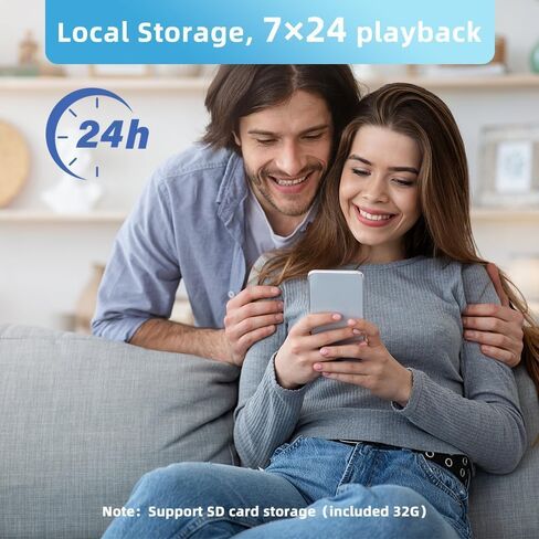 شاشة 5 بوصات مع كاميرا 2.5K FHD، رؤية ليلية، صوت ثنائي الاتجاه، تكبير/تصغير قابل للإمالة، سرير أطفال وحامل على الحائط من الداخل، بدون WiFi، بدون اشتراك، مع تطبيق in Kuwait