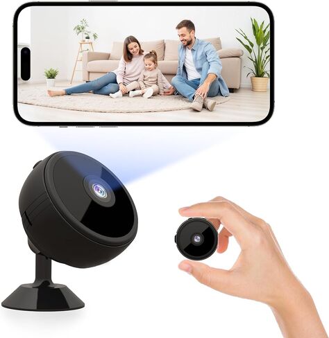 كاميرا ZHENHAN Mini Camera اللاسلكية مع رؤية ليلية متقدمة وكشف الحركة، تطبيق هاتف للتحكم عن بعد، تخزين SD/سحابي مزدوج، تنبيهات فورية في الوقت الحقيقي، كاميرا أمان داخلية مثالية (أسود) in Kuwait