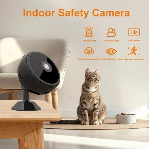 كاميرا ZHENHAN Mini Camera اللاسلكية مع رؤية ليلية متقدمة وكشف الحركة، تطبيق هاتف للتحكم عن بعد، تخزين SD/سحابي مزدوج، تنبيهات فورية في الوقت الحقيقي، كاميرا أمان داخلية مثالية (أسود) in Kuwait