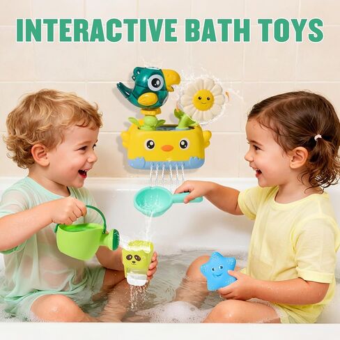 Baby Bath Toys for Kids Ages 1-3, Interactive Bath Toys for Toddler 2-4 Bathtub Water Pool Shower Toys with Watering Can and Tub Toys for Babies 12 18 Months in Saudi Arabia