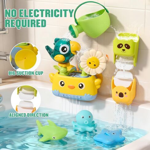 Baby Bath Toys for Kids Ages 1-3, Interactive Bath Toys for Toddler 2-4 Bathtub Water Pool Shower Toys with Watering Can and Tub Toys for Babies 12 18 Months in Saudi Arabia