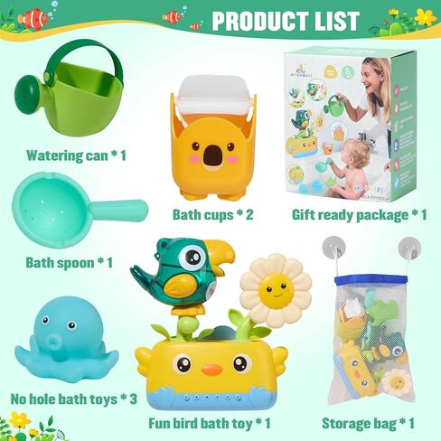 Baby Bath Toys for Kids Ages 1-3, Interactive Bath Toys for Toddler 2-4 Bathtub Water Pool Shower Toys with Watering Can and Tub Toys for Babies 12 18 Months in Saudi Arabia